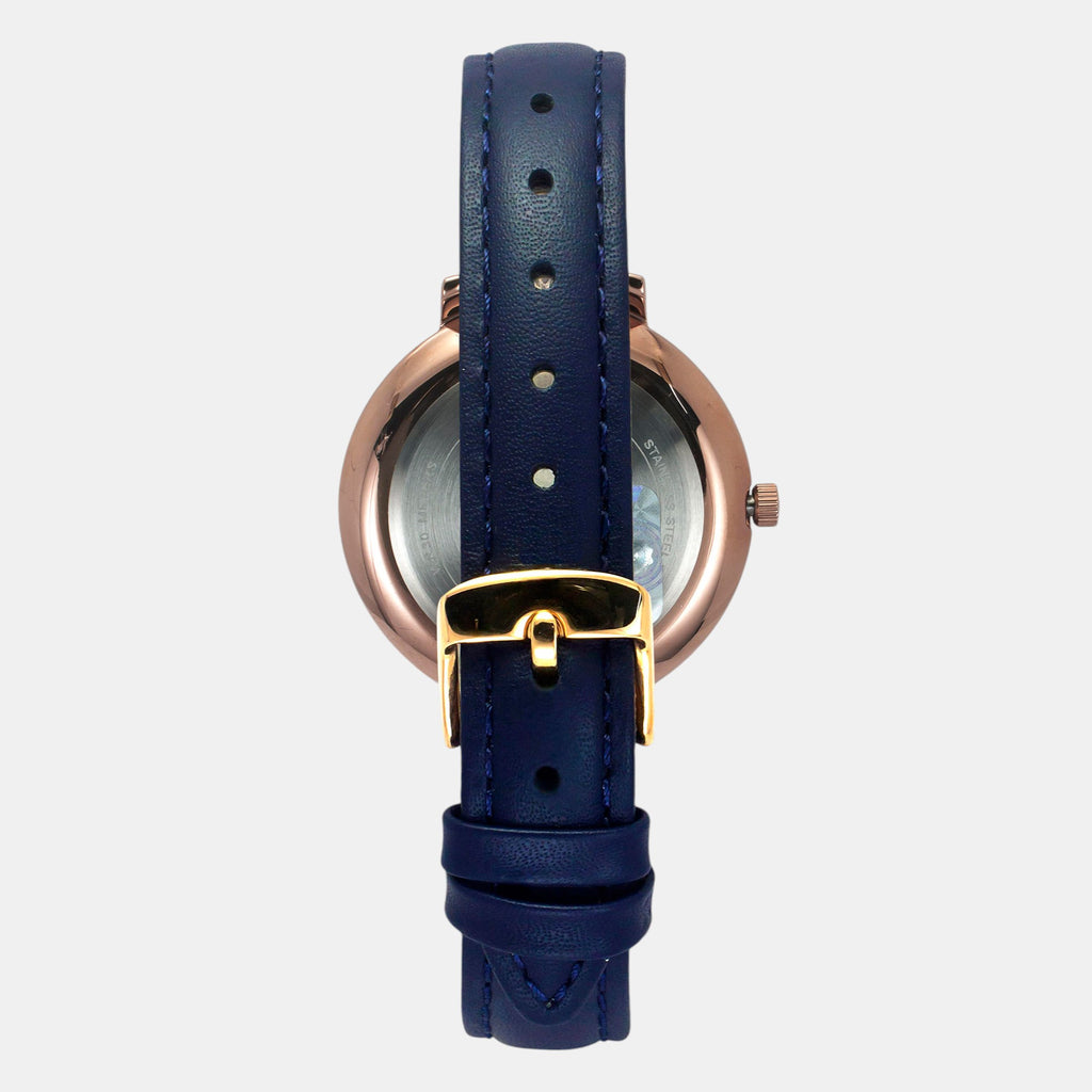 Fashion Women Quartz Blue Dial Analog Leather Watch TWEL14712