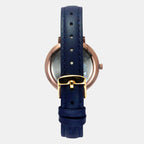 Fashion Women Quartz Blue Dial Analog Leather Watch TWEL14712