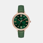 Fashion Women Quartz Green Dial Analog Leather Watch TWEL14713