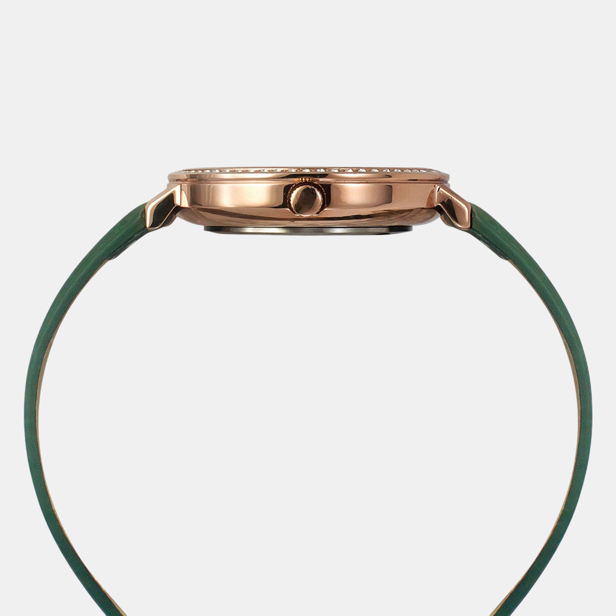 Fashion Women Quartz Green Dial Analog Leather Watch TWEL14713