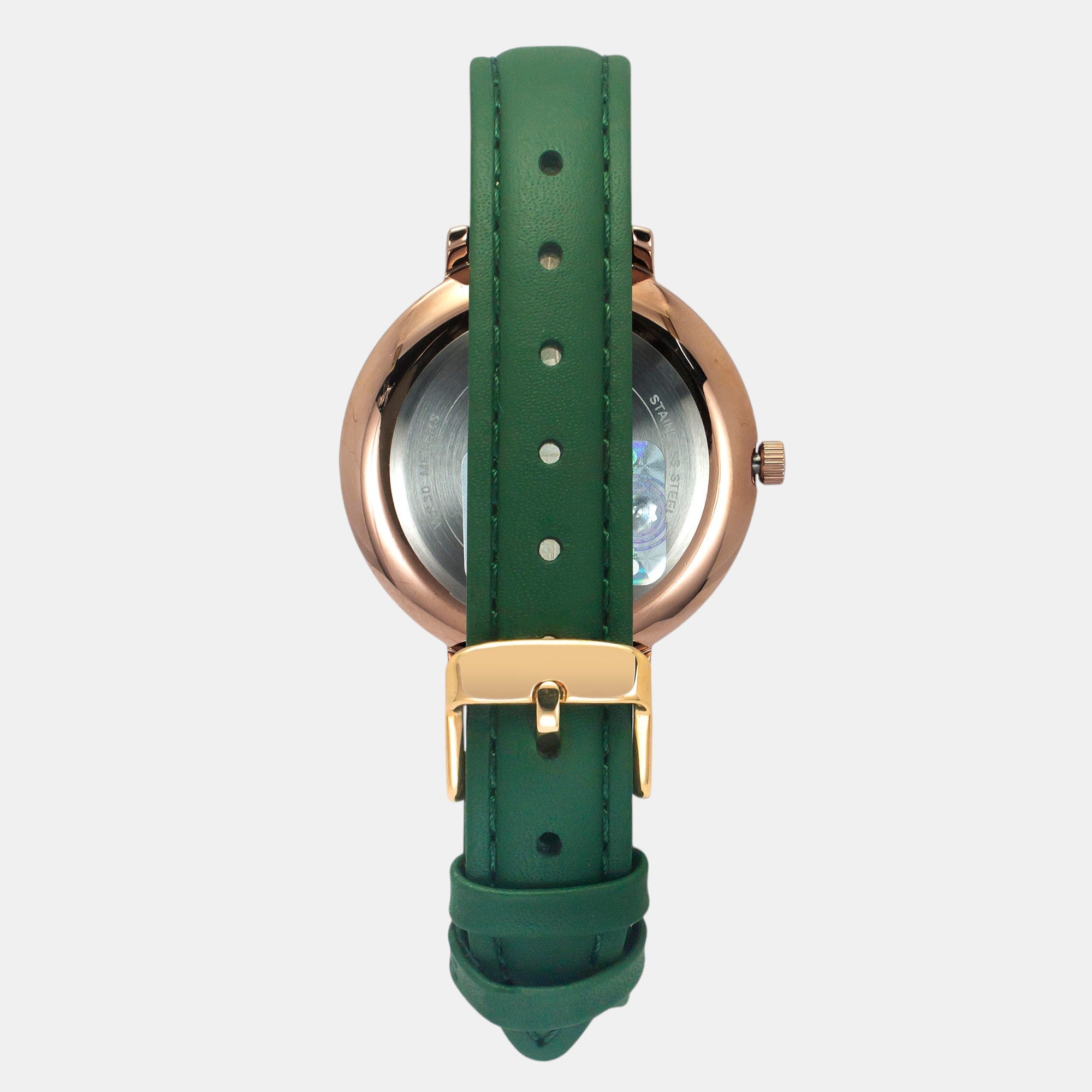 Fashion Women Quartz Green Dial Analog Leather Watch TWEL14713