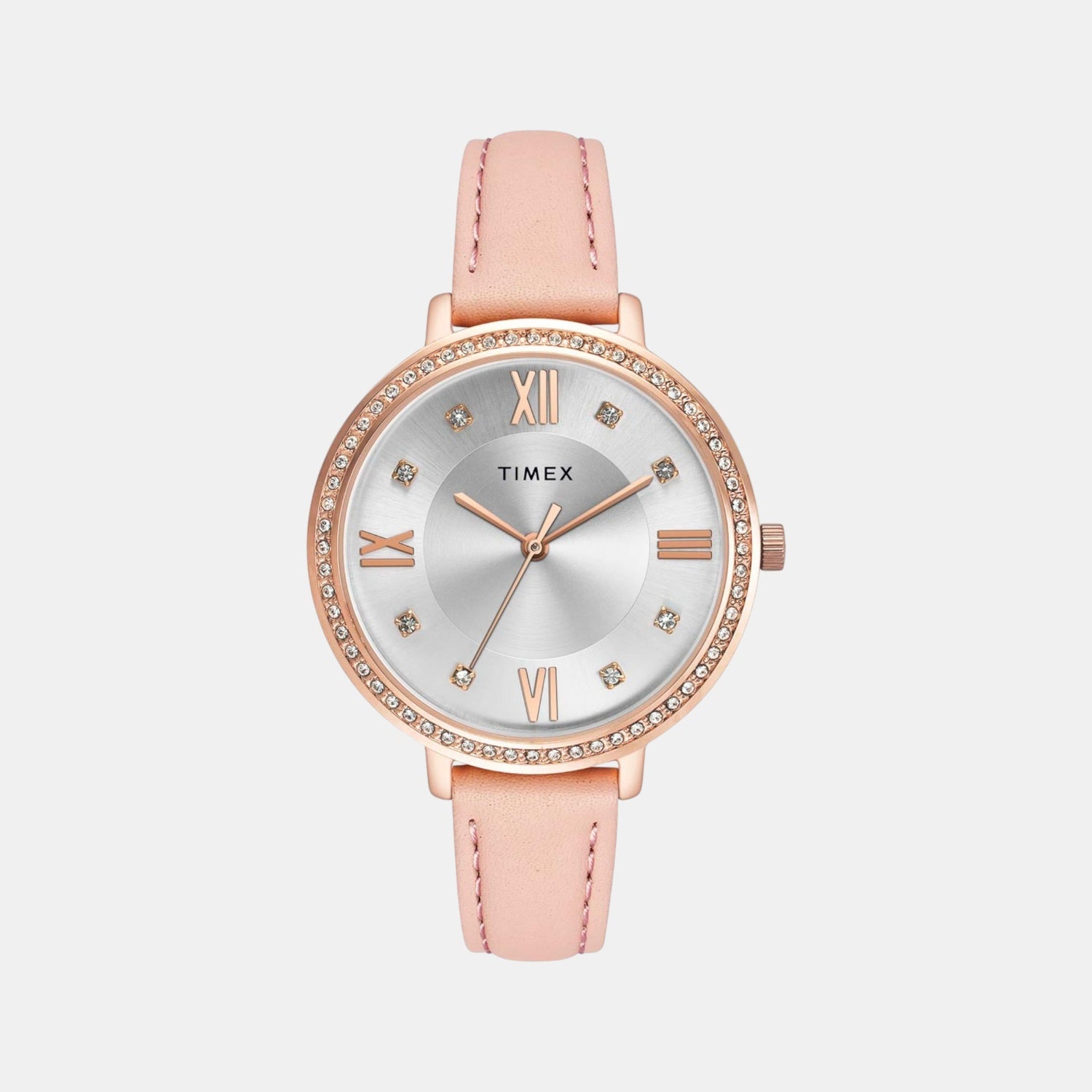 Fashion Women Quartz Silver Dial Analog Leather Watch TWEL14714