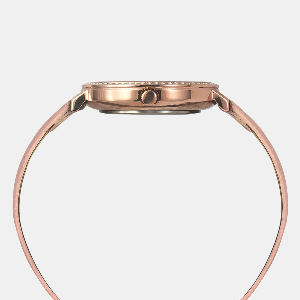 Fashion Women Quartz Silver Dial Analog Leather Watch TWEL14714