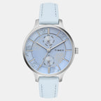 Fashion Women Quartz Blue Dial Multi-Function Leather Watch TWEL14821