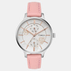 Fashion Women Quartz Silver Dial Multi-Function Leather Watch TWEL14822