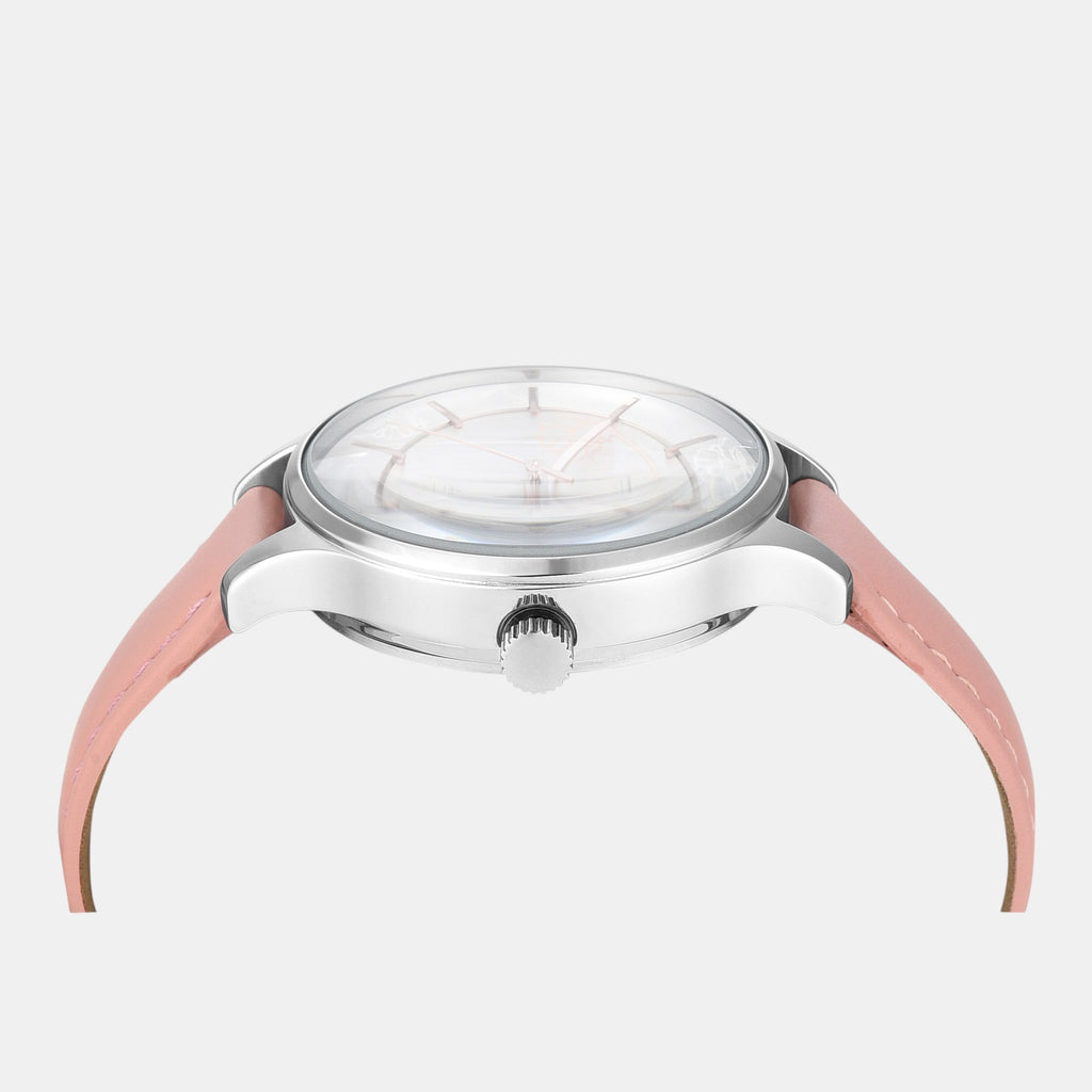 Fashion Women Quartz Silver Dial Multi-Function Leather Watch TWEL14822