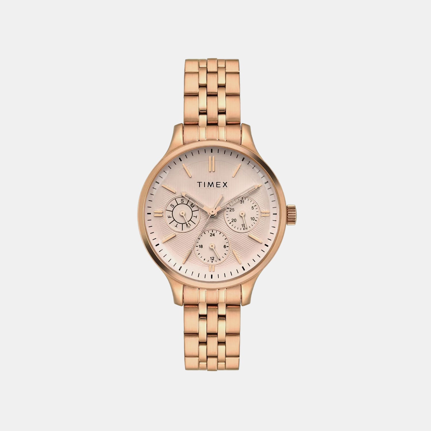 Trendline Women Quartz Rose Gold Dial Multi-Function Stainless Steel Watch TWEL14835