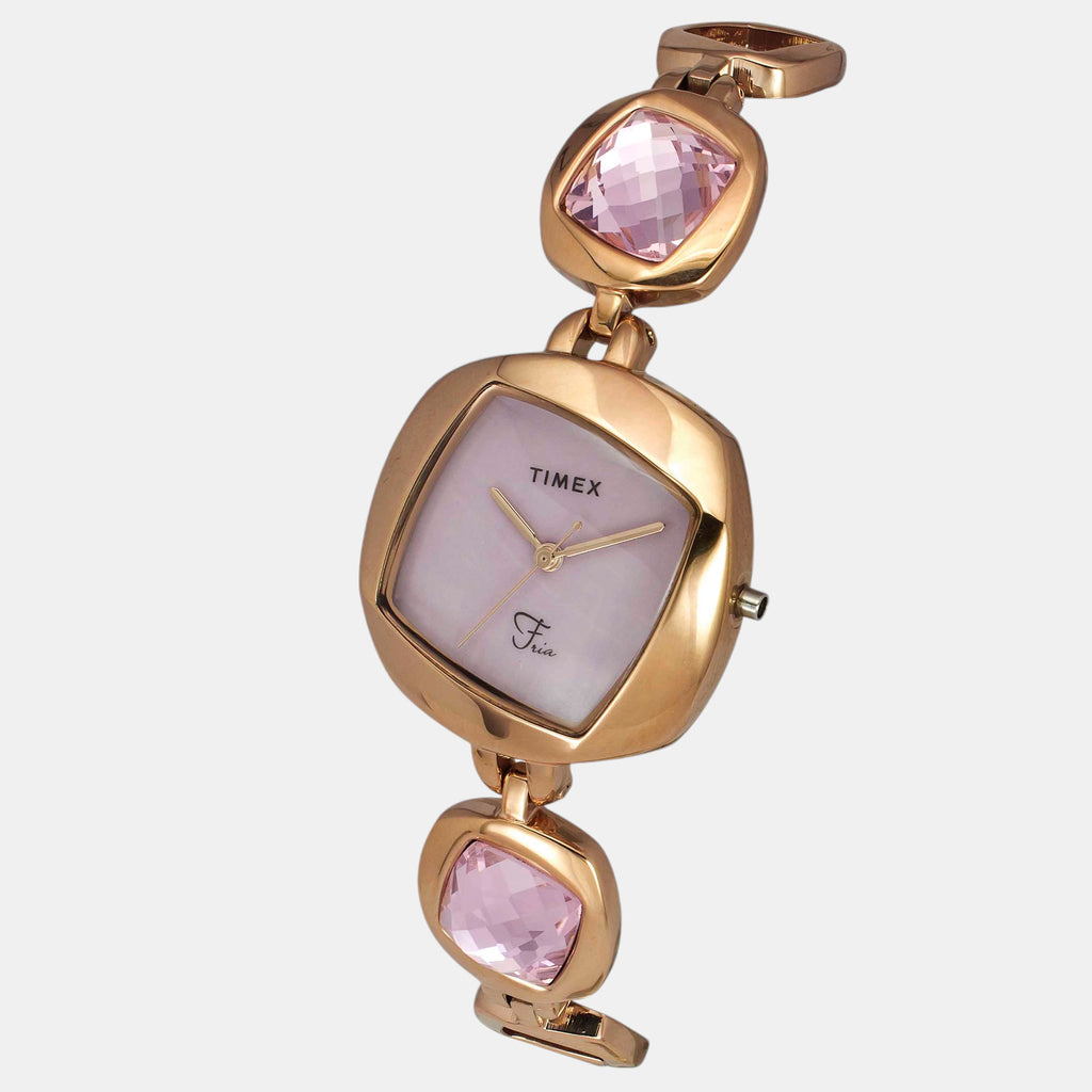 Fria Women Quartz Mother Of Pearl Dial Analog Brass Watch TWEL15006