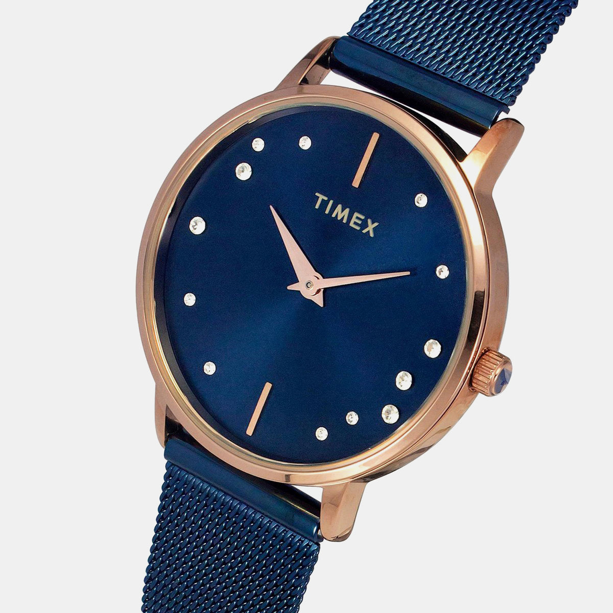 Fashion Women Quartz Blue Dial Analog Stainless Steel Watch TWEL15604