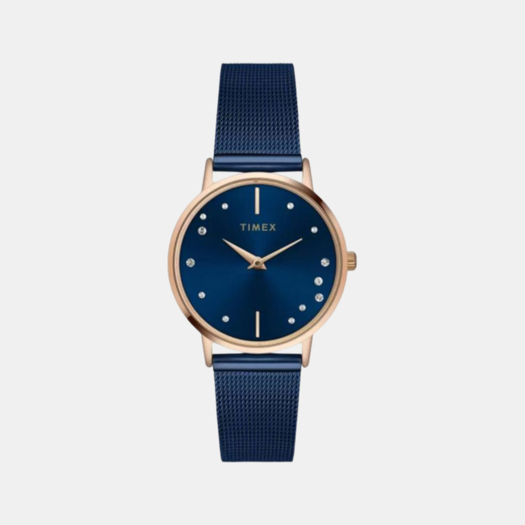 Fashion Women Quartz Blue Dial Analog Stainless Steel Watch TWEL15604