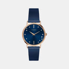 Fashion Women Quartz Blue Dial Analog Stainless Steel Watch TWEL15604