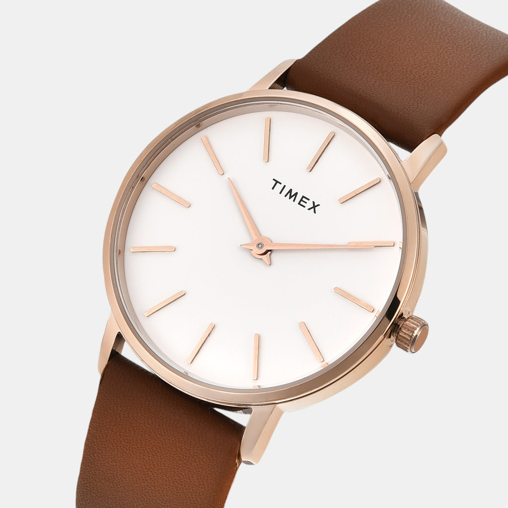 Fashion Women Quartz White Dial Analog Leather Watch TWEL15609