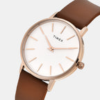 Fashion Women Quartz White Dial Analog Leather Watch TWEL15609