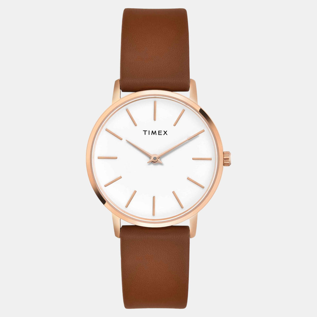 Fashion Women Quartz White Dial Analog Leather Watch TWEL15609