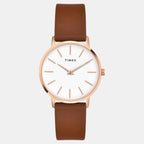 Fashion Women Quartz White Dial Analog Leather Watch TWEL15609