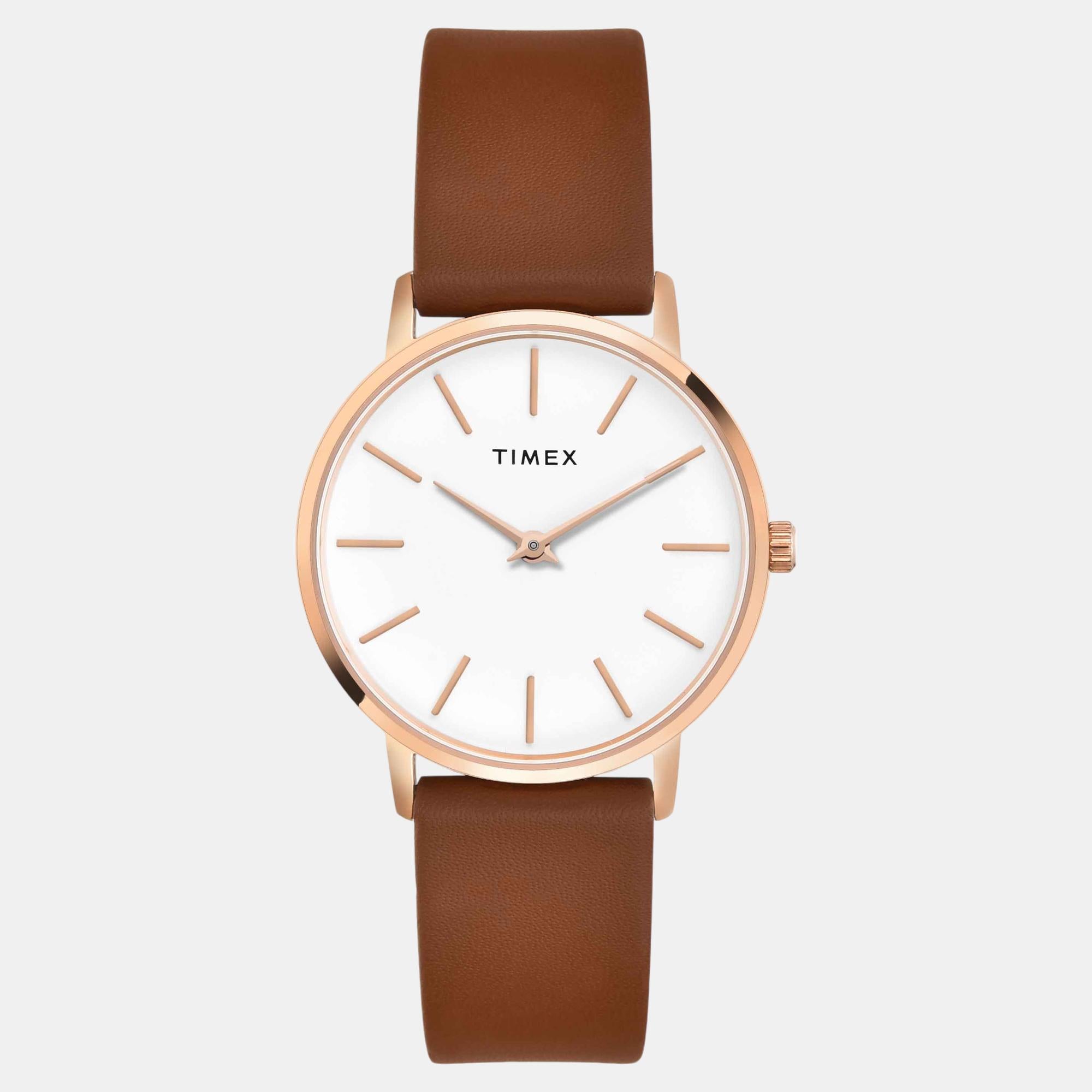 Fashion Women Quartz White Dial Analog Leather Watch TWEL15609