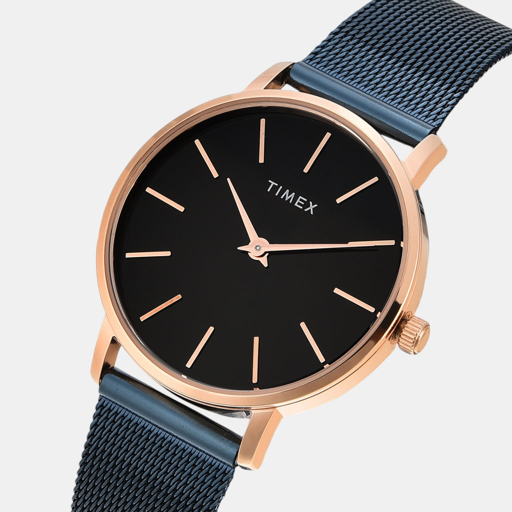 Fashion Women Quartz Black Dial Analog Stainless Steel Watch TWEL15611