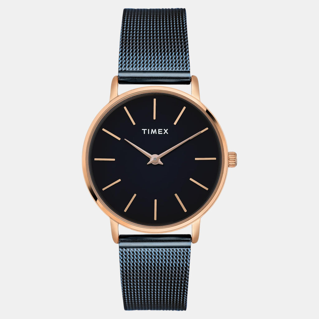 Fashion Women Quartz Black Dial Analog Stainless Steel Watch TWEL15611