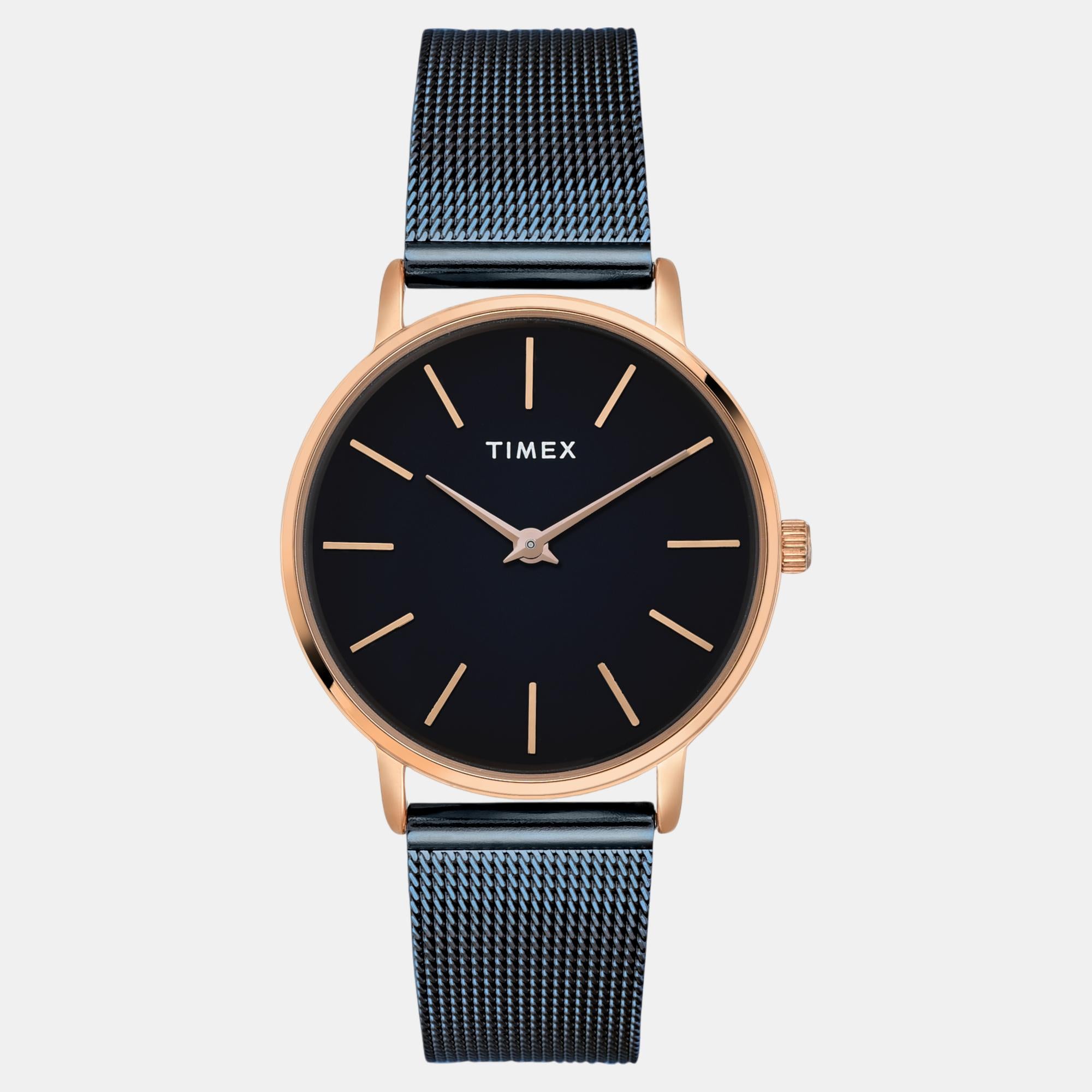 Fashion Women Quartz Black Dial Analog Stainless Steel Watch TWEL15611