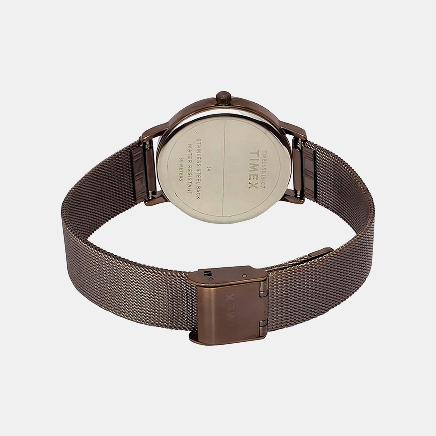 Fashion Women Quartz Brown Dial Analog Stainless Steel Watch TWEL15619