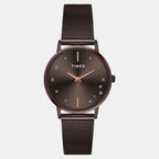 Fashion Women Quartz Brown Dial Analog Stainless Steel Watch TWEL15619