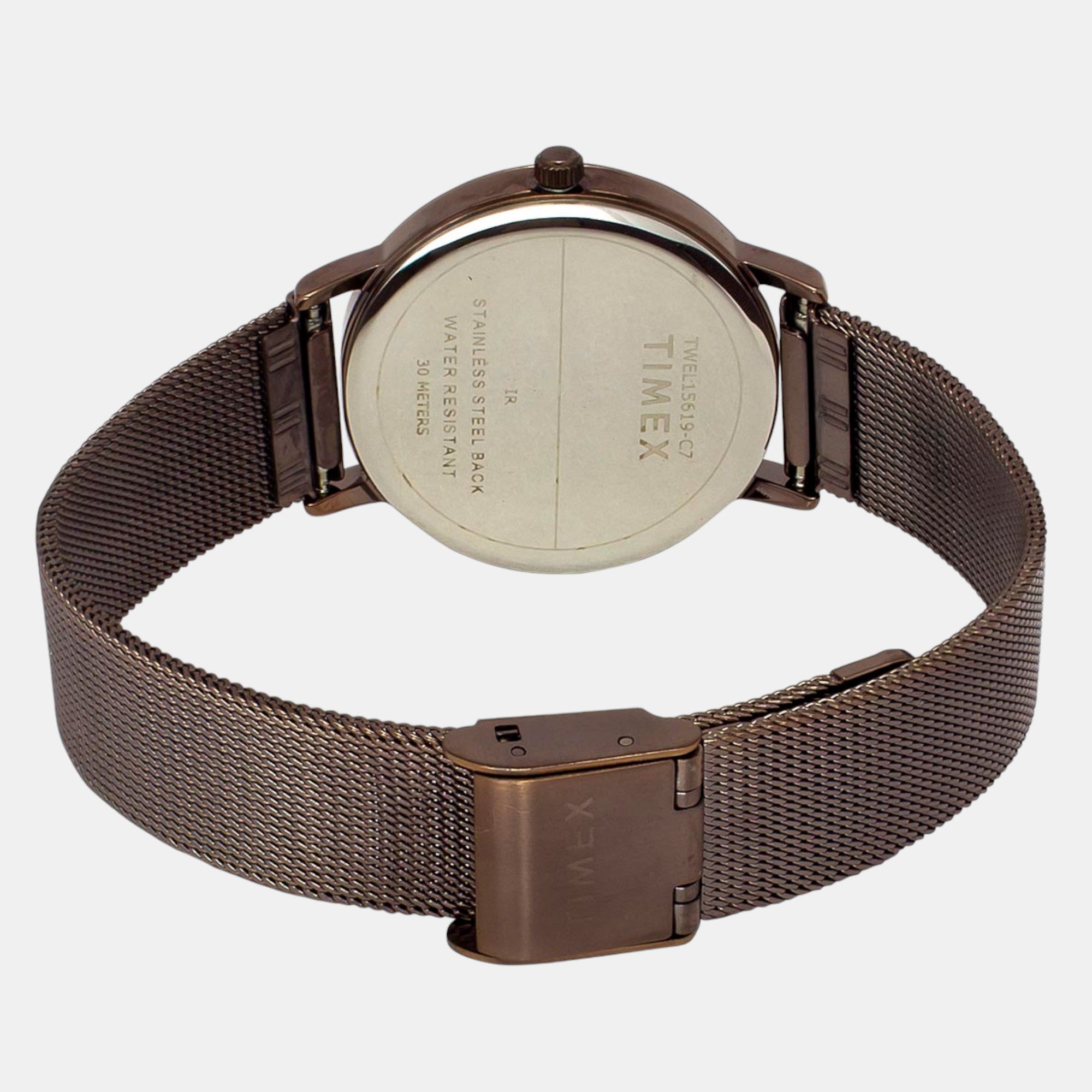 Fashion Women Quartz Brown Dial Analog Stainless Steel Watch TWEL15619