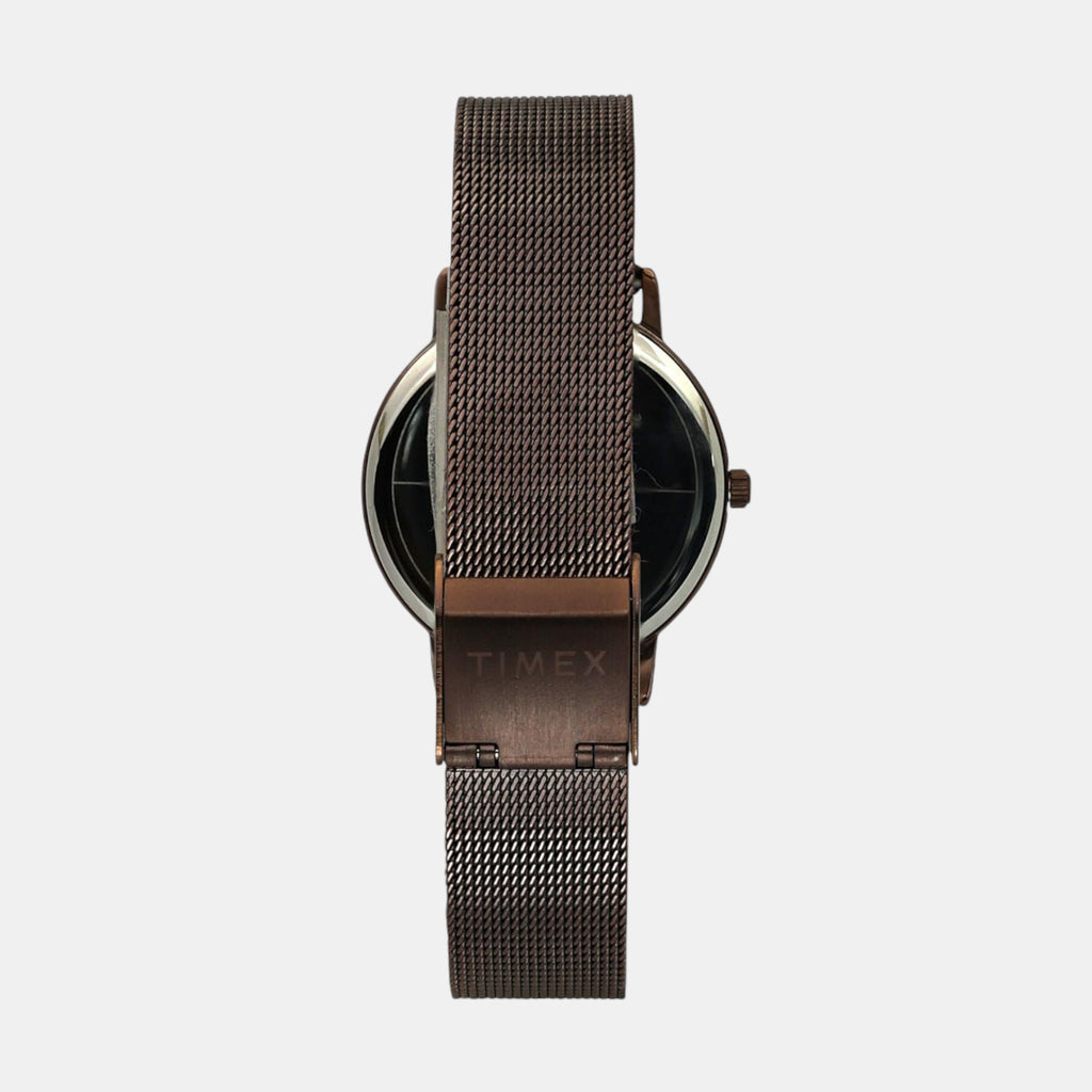 Fashion Women Quartz Brown Dial Analog Stainless Steel Watch TWEL15619