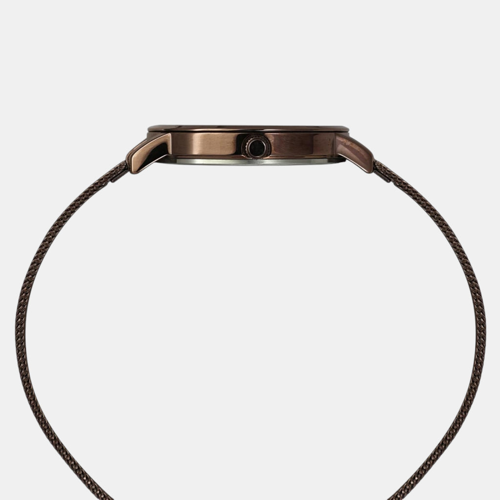 Fashion Women Quartz Brown Dial Analog Stainless Steel Watch TWEL15619