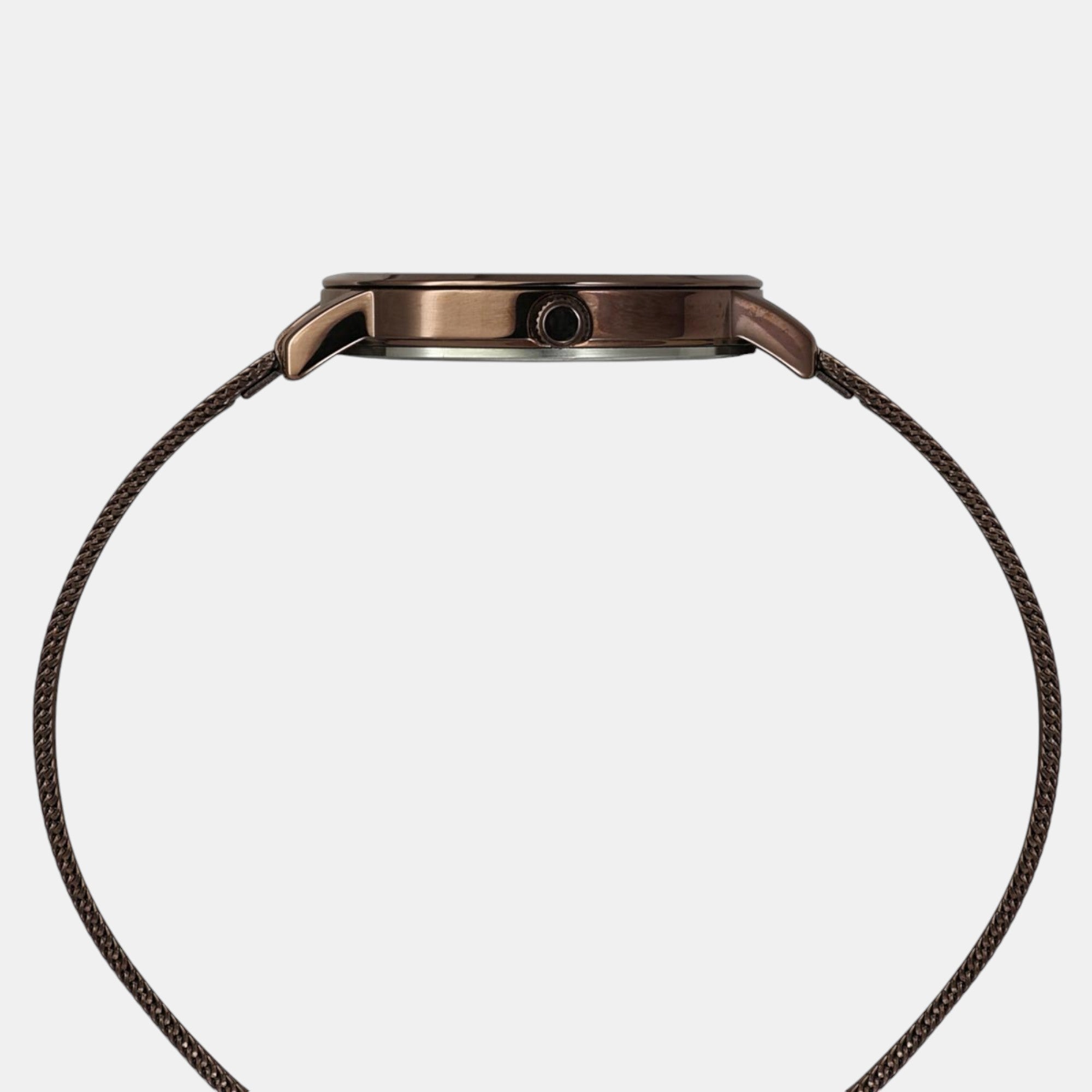 Fashion Women Quartz Brown Dial Analog Stainless Steel Watch TWEL15619