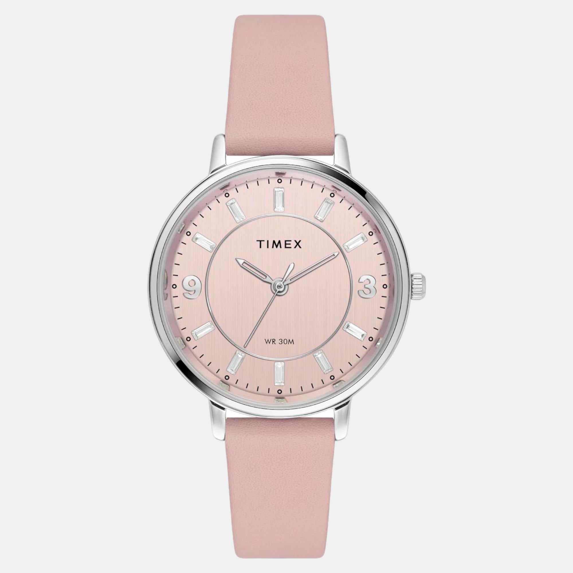 Classics Women Quartz Pink Dial Analog Leather Watch TWEL15816