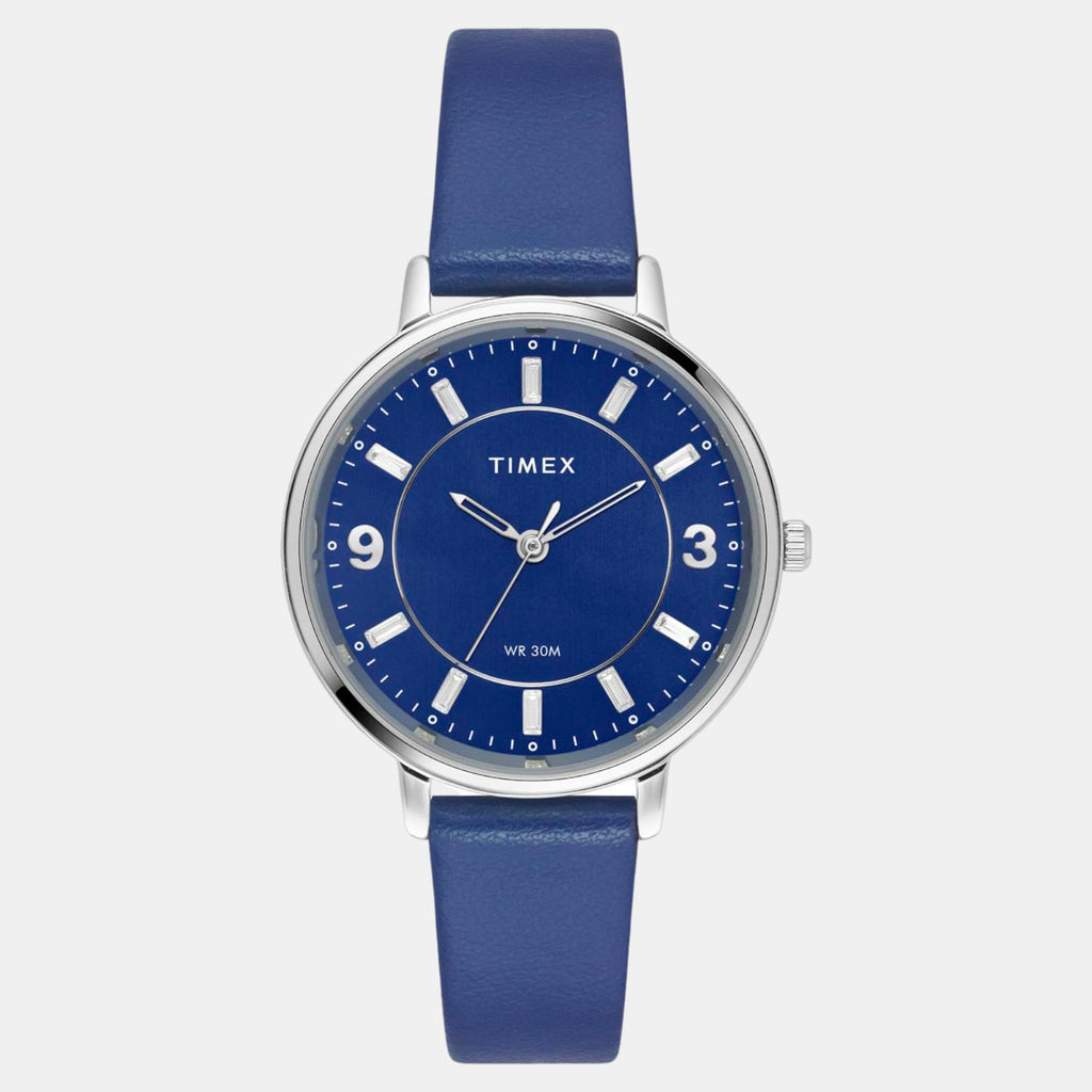 Classics Women Quartz Blue Dial Analog Leather Watch TWEL15818