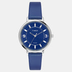 Classics Women Quartz Blue Dial Analog Leather Watch TWEL15818