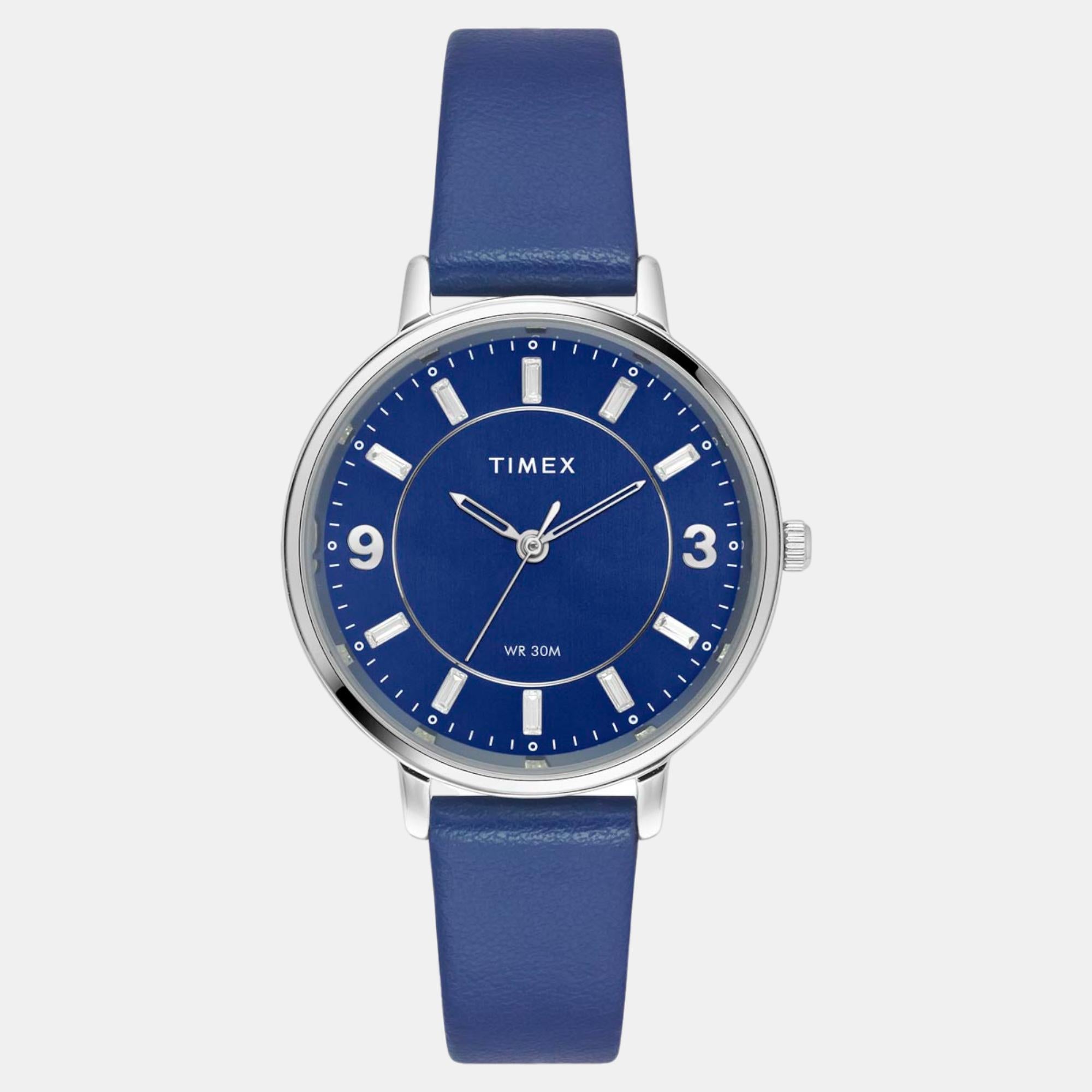 Classics Women Quartz Blue Dial Analog Leather Watch TWEL15818