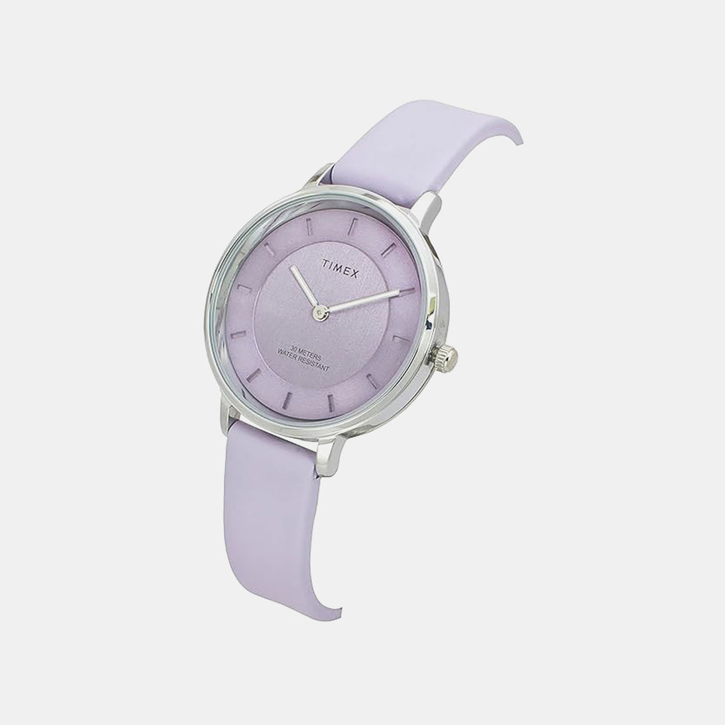 Fashion Women Quartz Lavender Dial Analog Leather Watch TWEL15820