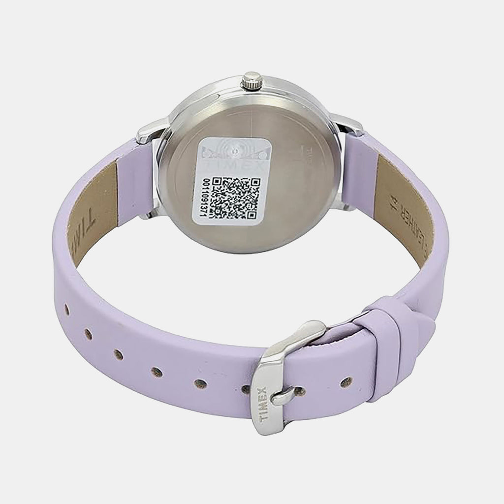 Fashion Women Quartz Lavender Dial Analog Leather Watch TWEL15820