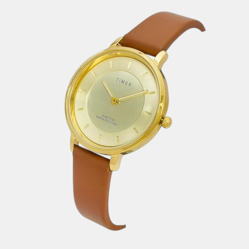 Fashion Women Quartz Champagne Dial Analog Leather Watch TWEL15822