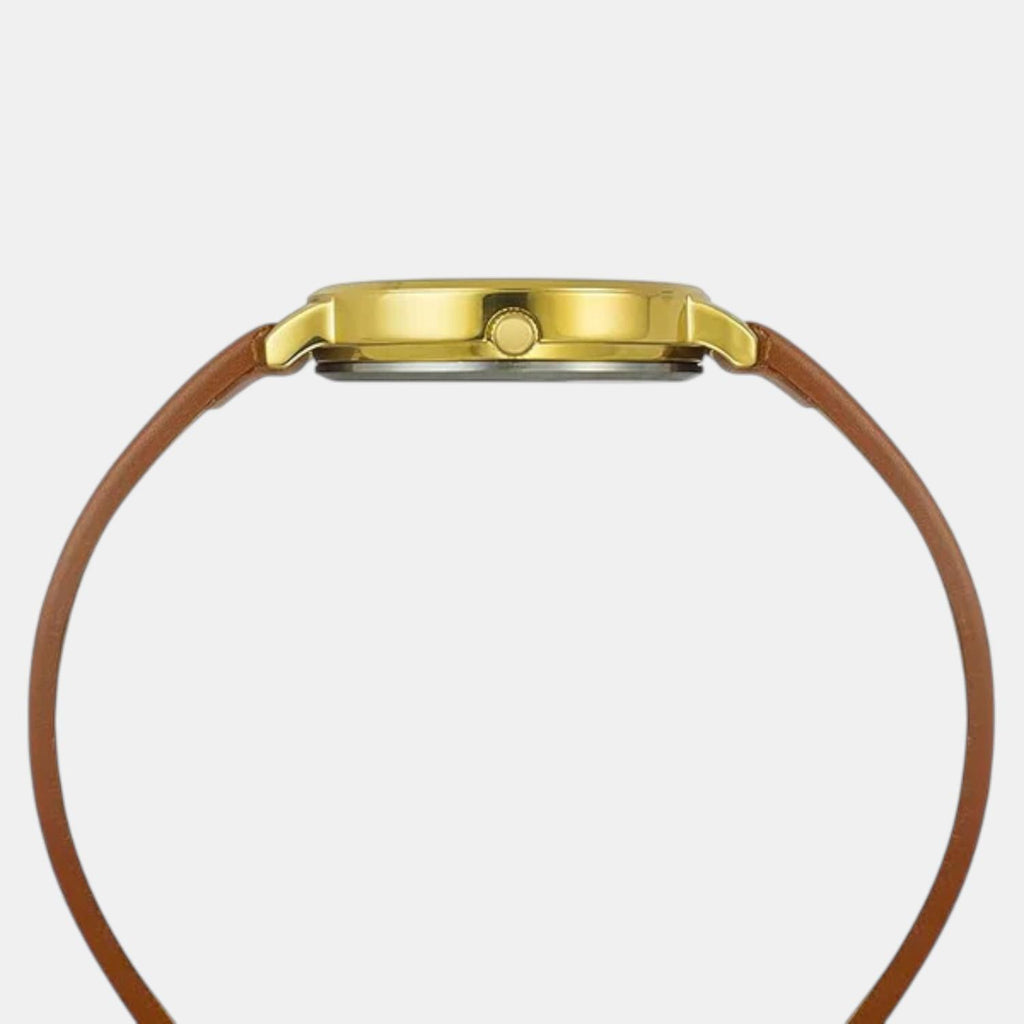 Fashion Women Quartz Champagne Dial Analog Leather Watch TWEL15822