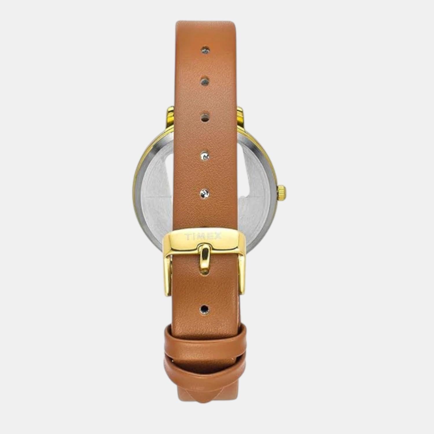 Fashion Women Quartz Champagne Dial Analog Leather Watch TWEL15822