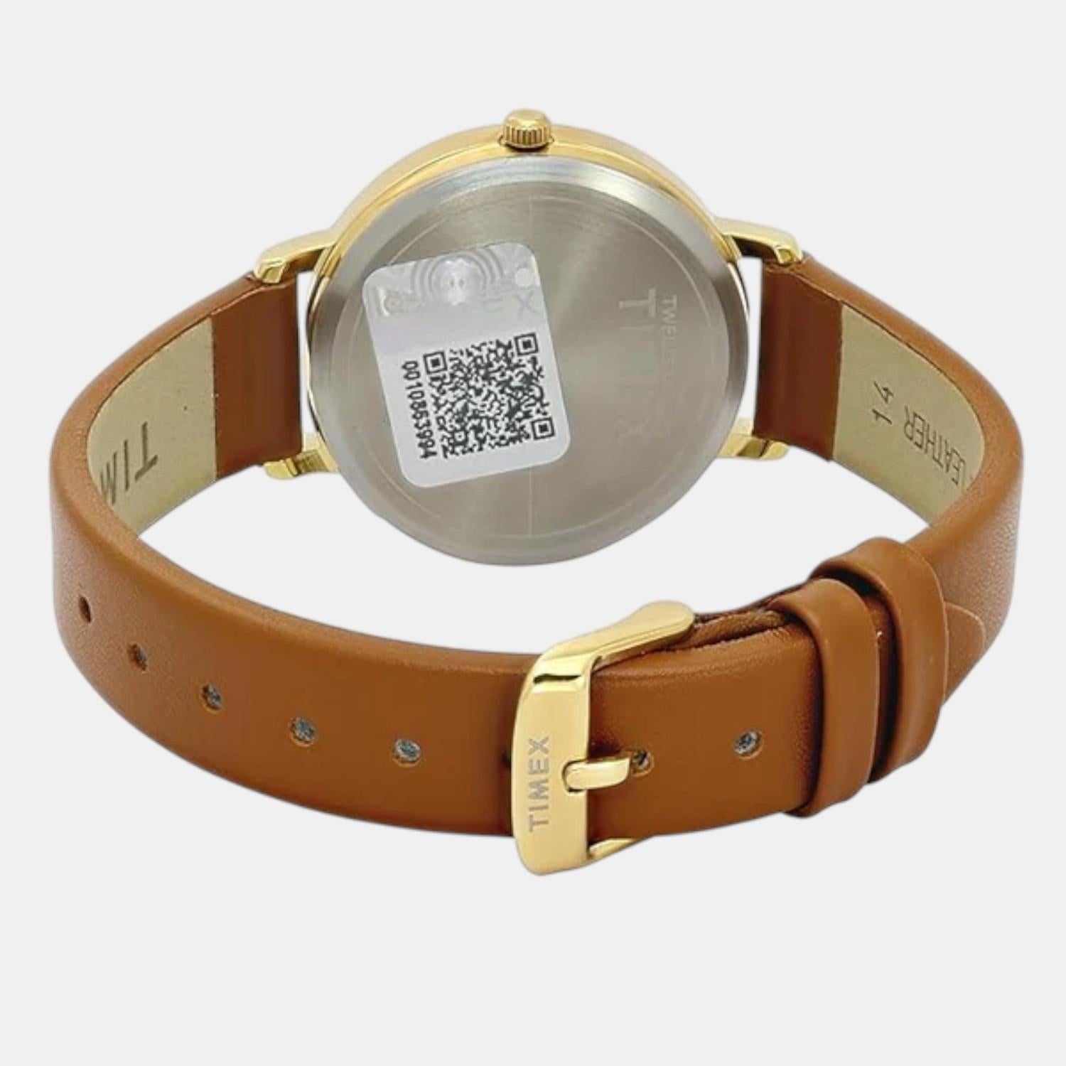 Fashion Women Quartz Champagne Dial Analog Leather Watch TWEL15822