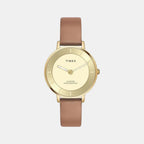 Fashion Women Quartz Champagne Dial Analog Leather Watch TWEL15822