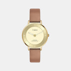 Fashion Women Quartz Champagne Dial Analog Leather Watch TWEL15822