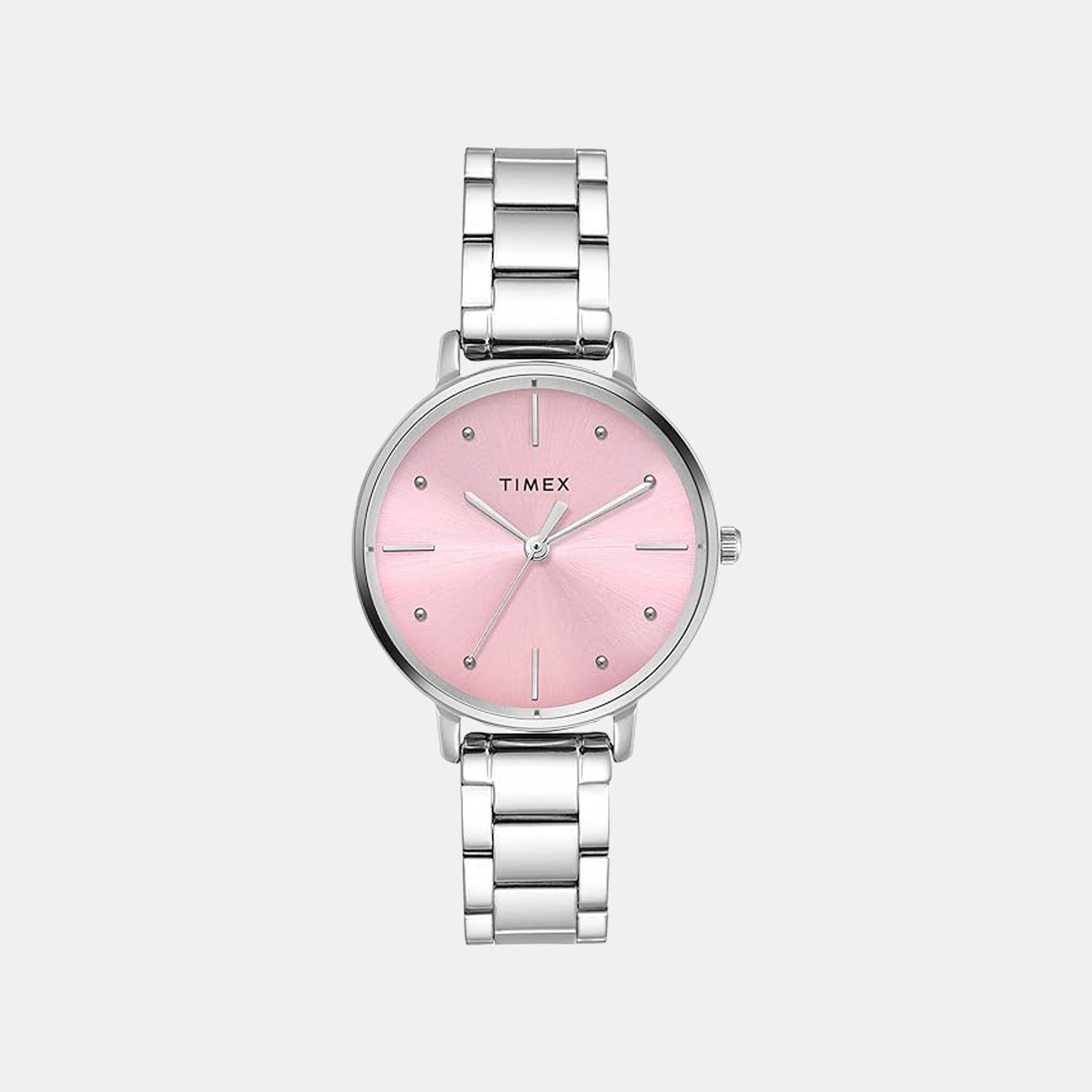 Fashion Women Quartz Pink Dial Analog Stainless Steel Watch TWEL15824