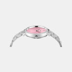 Fashion Women Quartz Pink Dial Analog Stainless Steel Watch TWEL15824