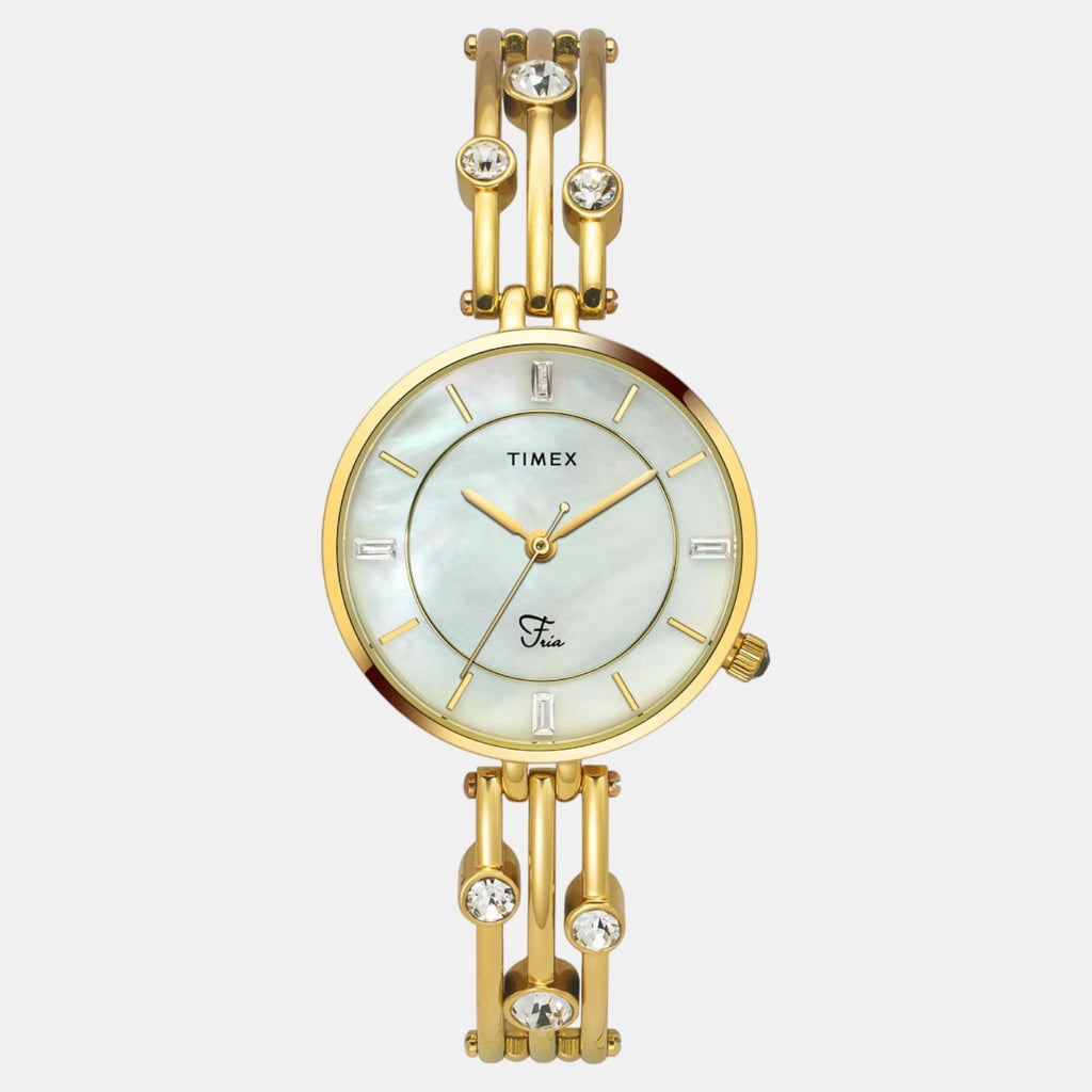 Fria Women Quartz Mother Of Pearl Dial Analog Brass Watch TWEL16004