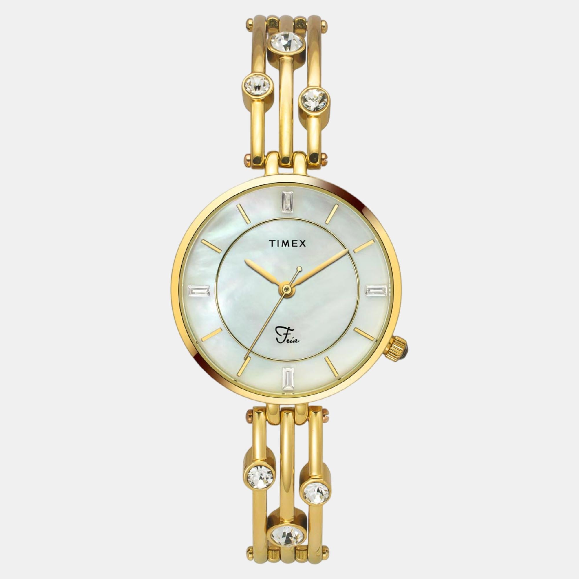 Fria Women Quartz Mother Of Pearl Dial Analog Brass Watch TWEL16004