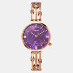 Fria Women Quartz Purple Mother Of Pearl Dial Analog Brass Watch TWEL16005