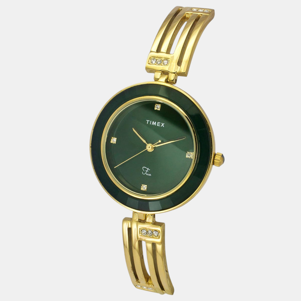 Fria Women Quartz Green Dial Analog Brass Watch TWEL16205