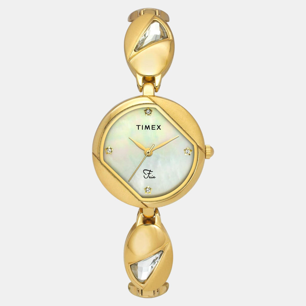 Fria Women Quartz Mother Of Pearl Dial Analog Brass Watch TWEL16305