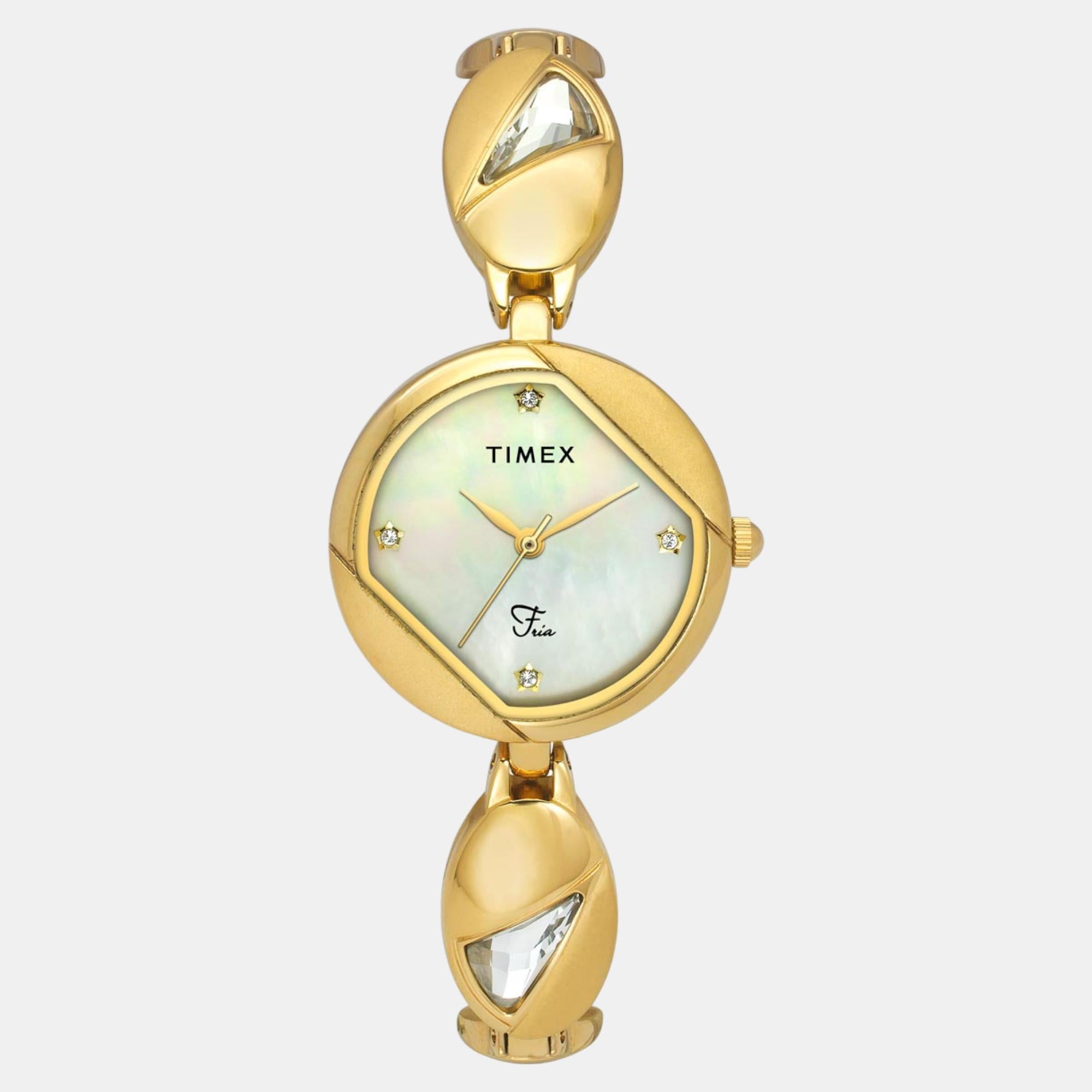 Fria Women Quartz Mother Of Pearl Dial Analog Brass Watch TWEL16305
