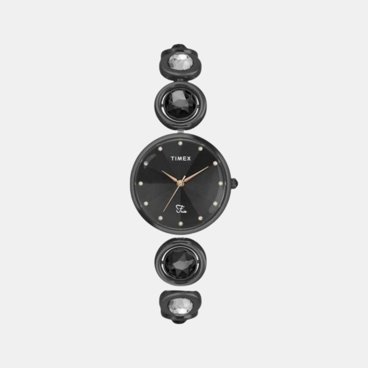 Fria Women Quartz Black Dial Analog Brass Watch TWEL16401